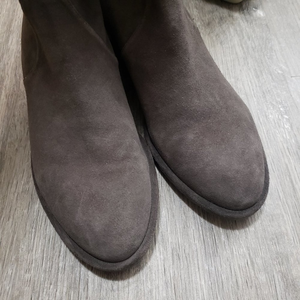 Stuart Weitzman Lowland Leather Over The Knee Boots Sz 8 Grey - Picture 7 of 11